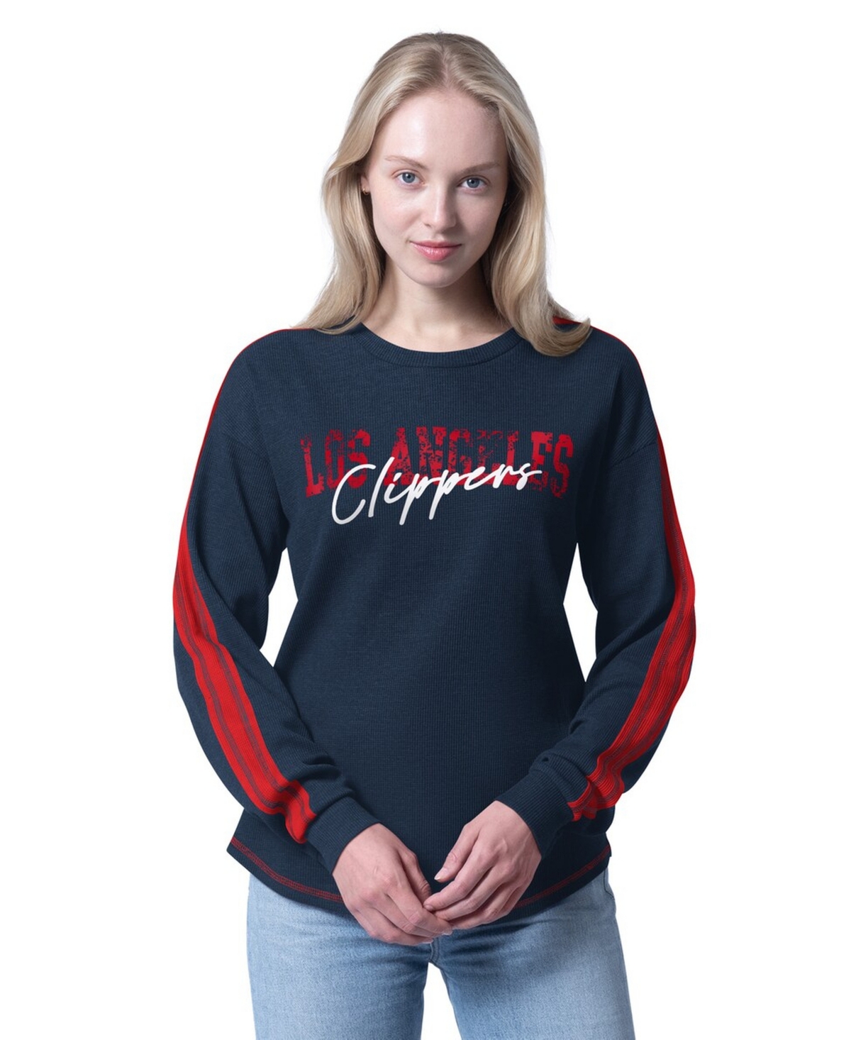 G-iii 4Her by Carl Banks Women's Navy La Clippers Advantage Tri-Blend Long Sleeve T-Shirt