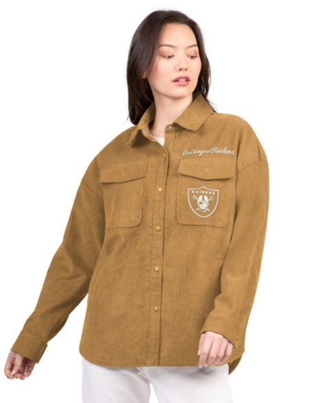 Женские куртки G-III 4Her by Carl Banks Women's Brown Las Vegas Raiders Re-Match Corduroy Full-Snap Shacket