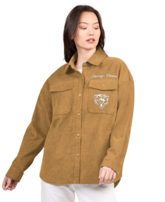 Women's Brown Chicago Bears Re-Match Corduroy Full-Snap Shacket