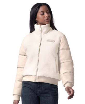 Women's Cream Seattle Seahawks Cheerleader Sherpa Full-Zip Jacket