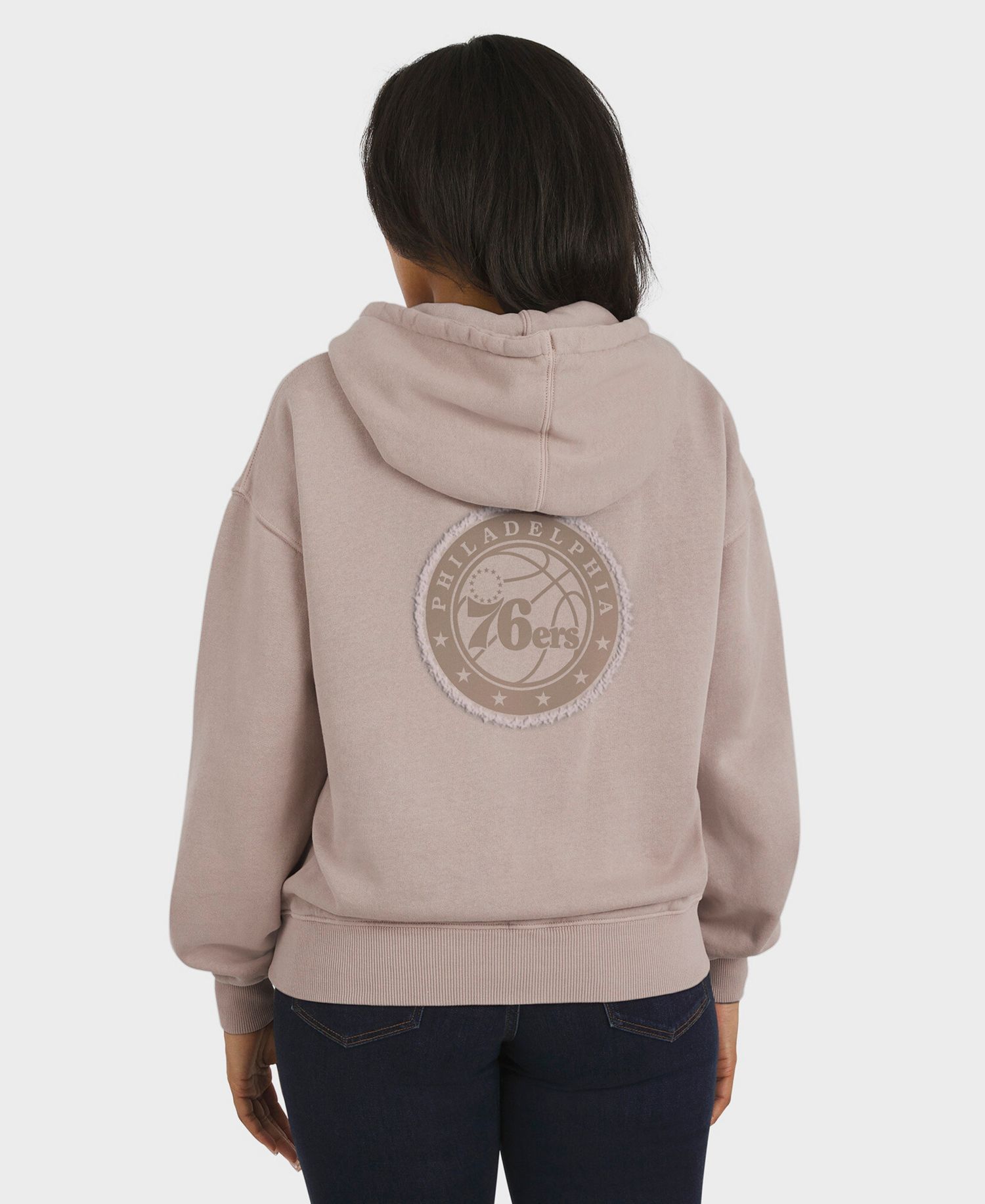Women's Tan Philadelphia 76ers Washed Pullover Crewdie