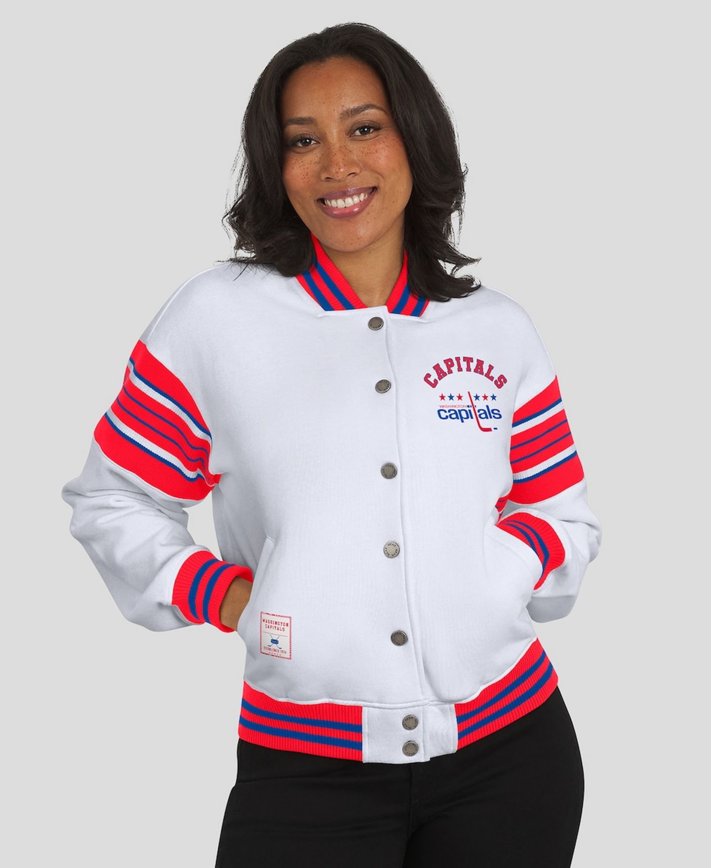 Женская куртка WEAR by Erin Andrews White/Red Washington Capitals Full-Snap Fleece Sweatshirt — фото 4