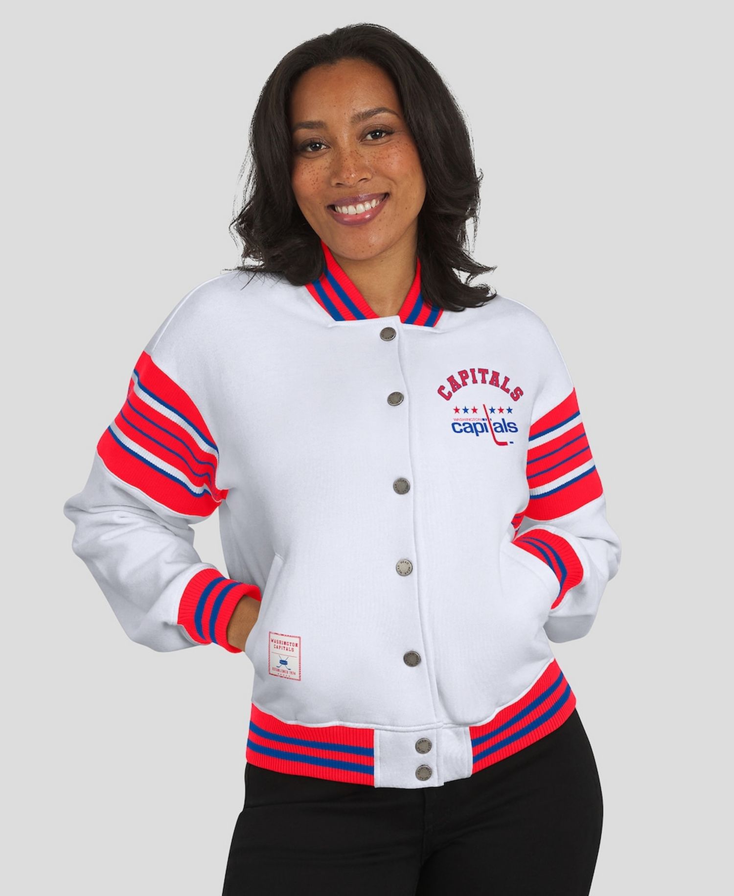 Women's White/Red Washington Capitals Full-Snap Fleece Sweatshirt Jacket