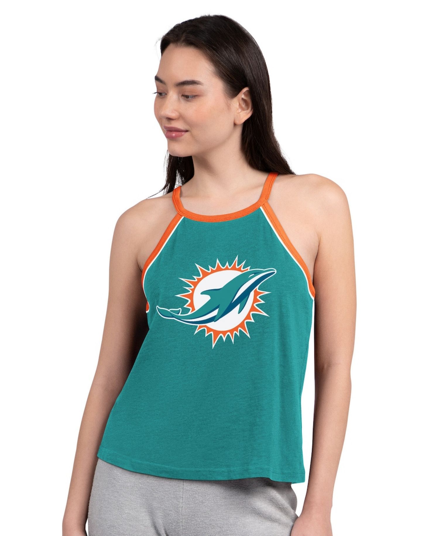 Women's Aqua Miami Dolphins Redemption Win Slub Tank Top