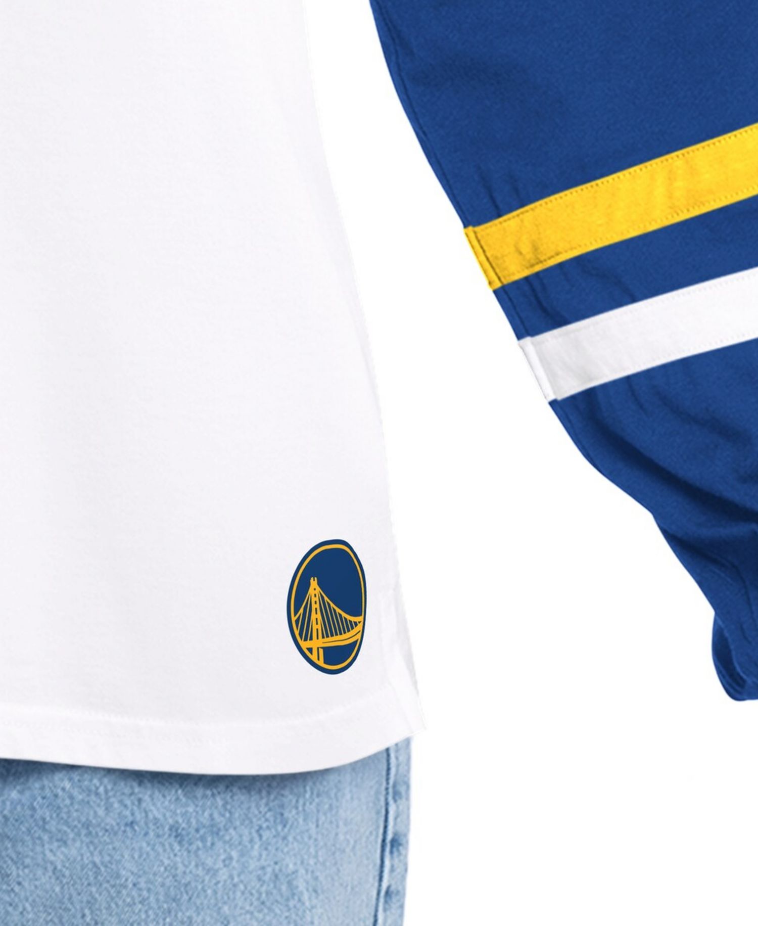 Women's White/Royal Golden State Warriors Key Player Oversized Hooded Long Sleeve T-Shirt
