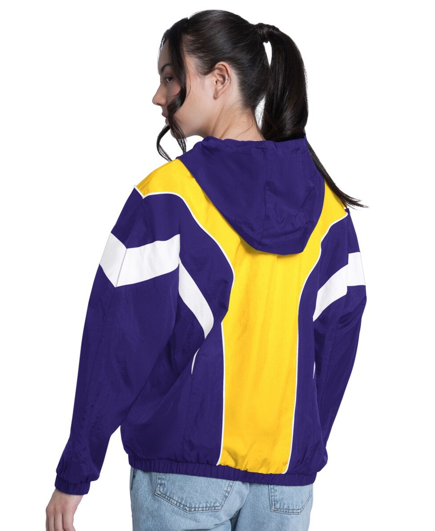 Women's Purple/Gold Los Angeles Lakers Quarterback Lightweight Oversized Full-Zip Jacket