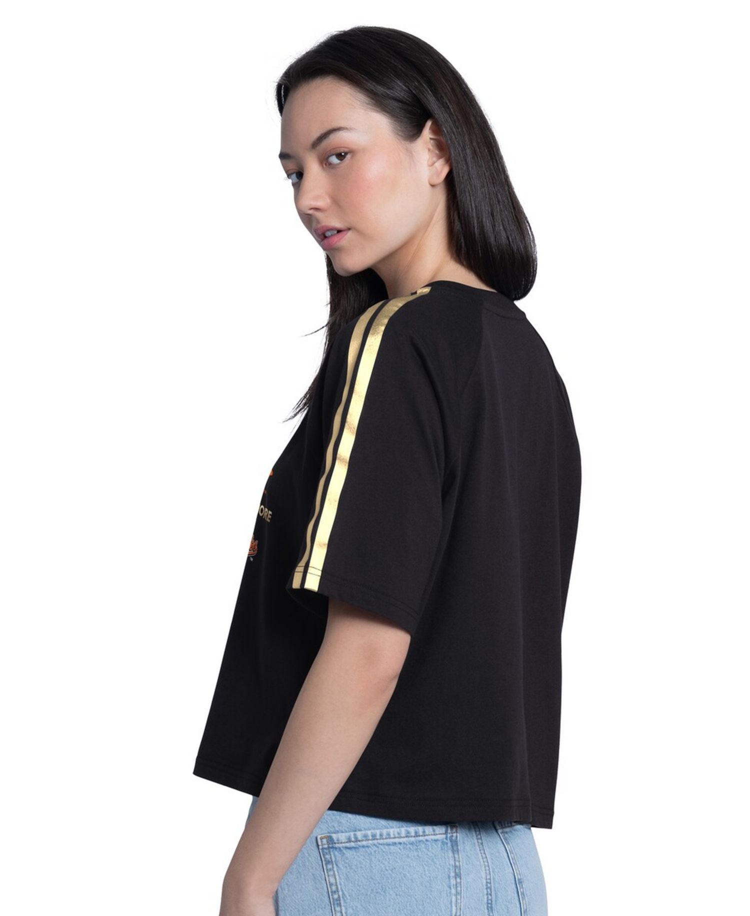 Women's Black Baltimore Orioles Classic Play Cropped Raglan T-Shirt