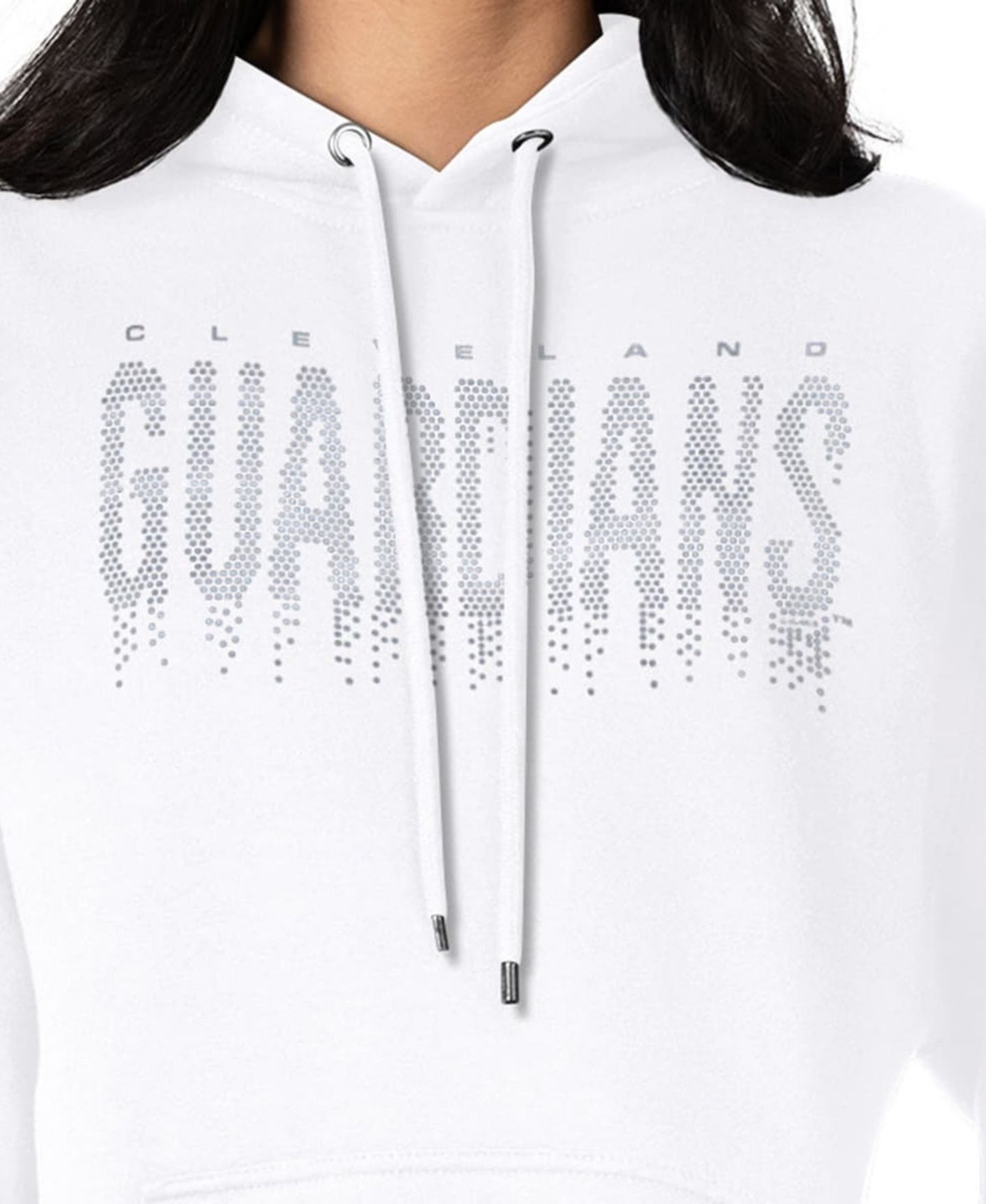 Женское худи G-III 4Her by Carl Banks White Cleveland Guardians Metallic Drop Fleece — фото 3