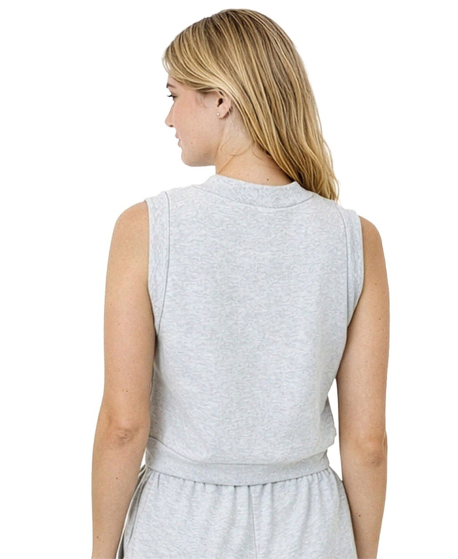 Women's Ash Los Angeles Rams Cropped Fleece V-Neck Vest