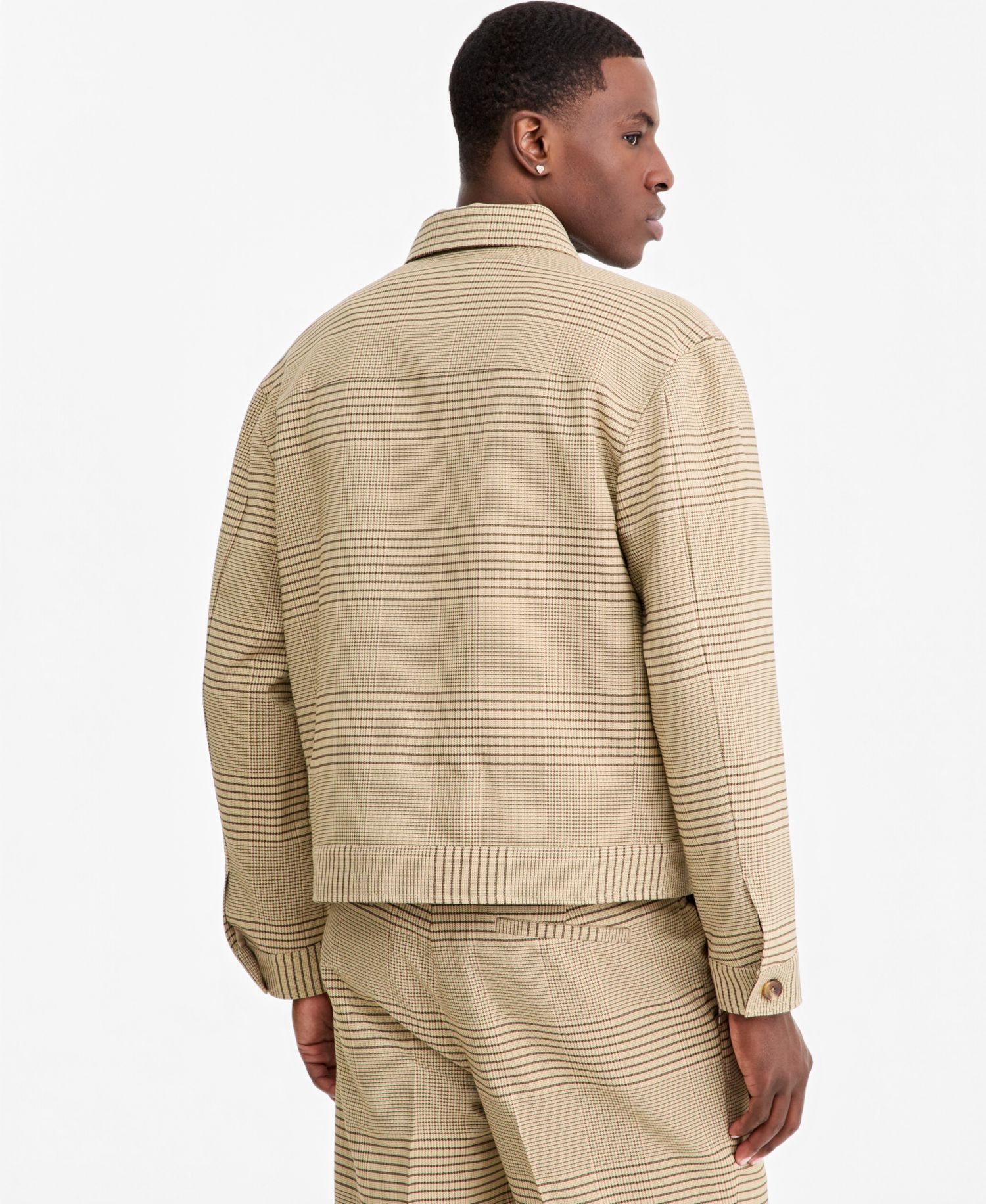 Men's Glen Plaid Relaxed-Fit Stretch Overshirt