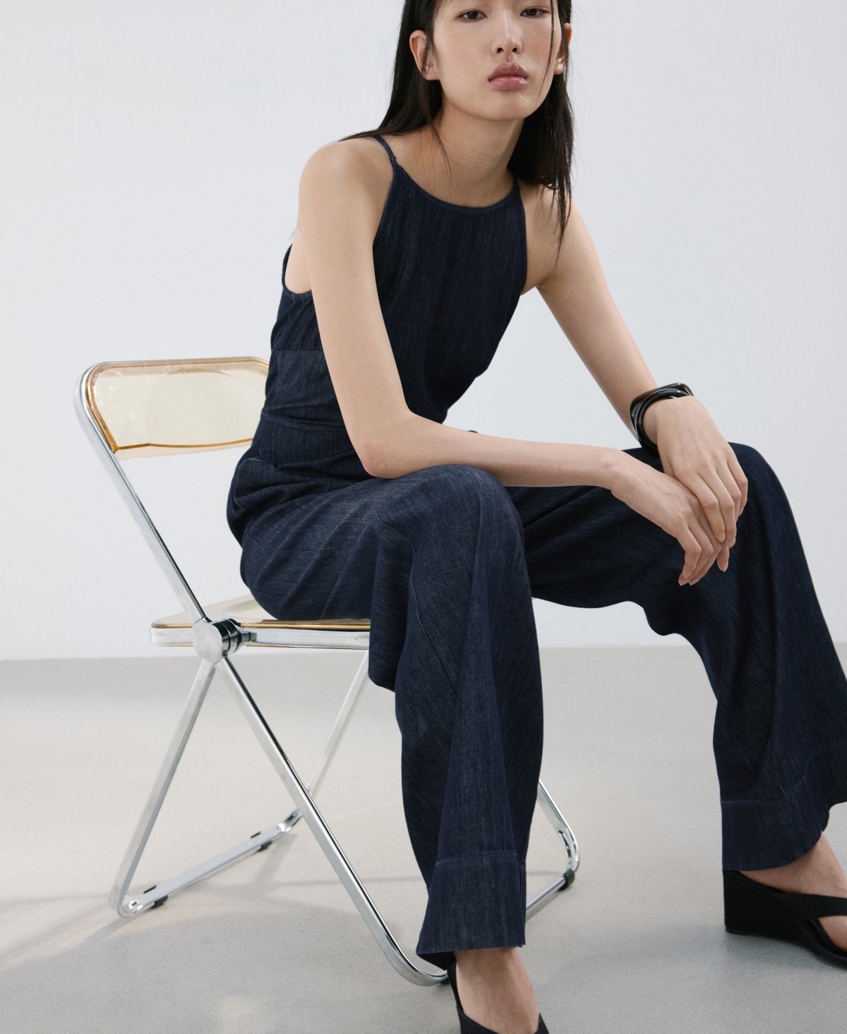 Mango Women's Denim Halter-Neck Jumpsuit