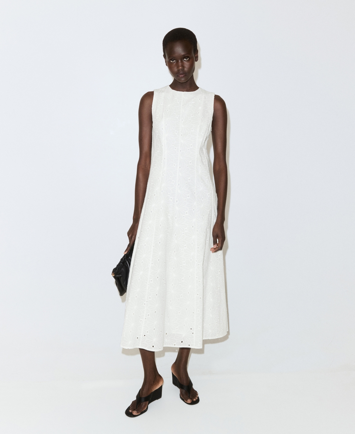 Mango Women's Cutwork Embroidery A-Line Dress