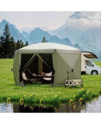 Collapsible Gazebo Tent with 6 Removable Wind Panels for Outdoor Events, Camping, Patio, Backyard