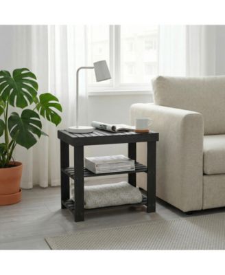 3-Tier Bamboo Shoe Rack Bench, 20" Entryway Organizer with Finish, Holds Up to 286 Lb, for Hallway, Bedroom and Closet