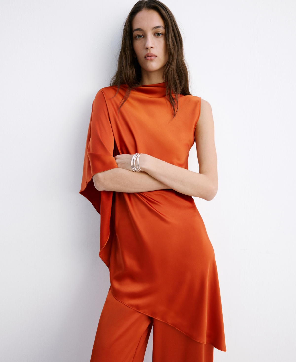 Mango Women's Asymmetric Satin Blouse