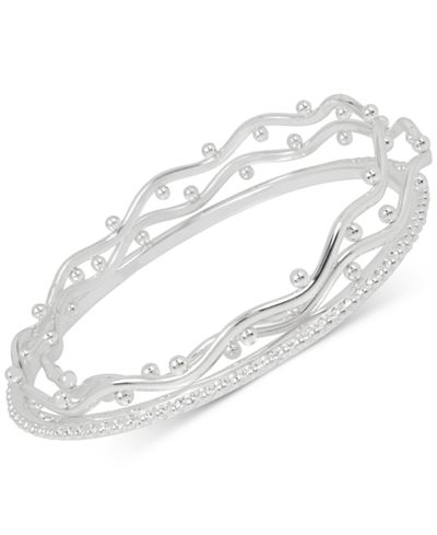 3-Pc. Set Patterned Bangle Bracelets in Silver-Plate