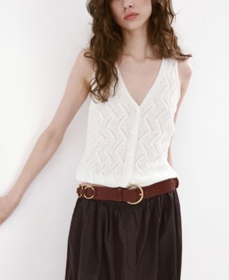 Women's Open-Knit V-Neck Vest