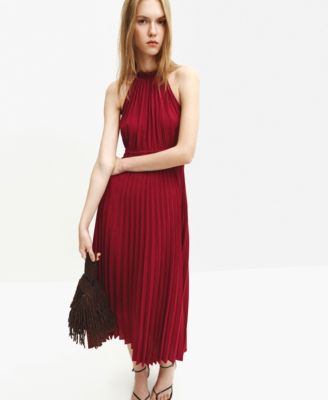 Women's Pleated Halter Neck Dress