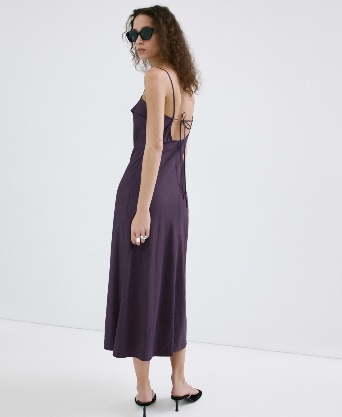 Mango Women's Crossed Neckline Midi Dress