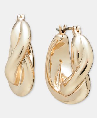 Small Twist Hoop Earrings, 0.92"