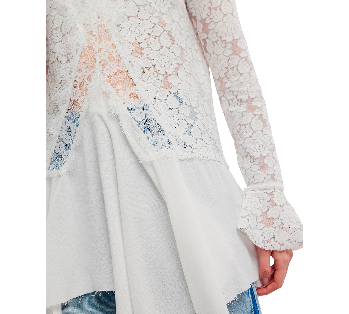Free People Women's First Crush Mock Neck Lace Tunic Top