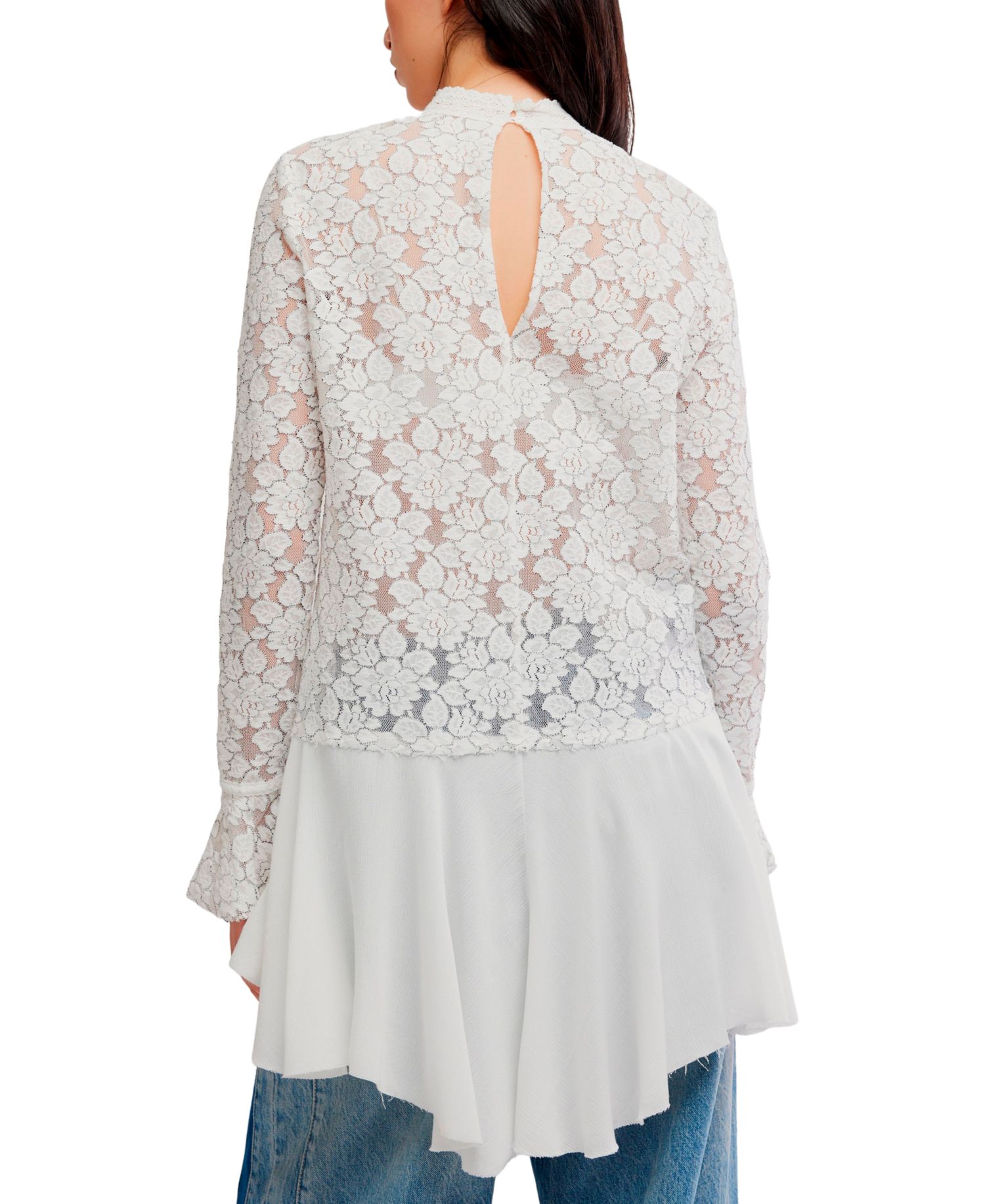Women's First Crush Mock-Neck Lace Tunic Top
