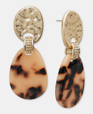 Tortoise-Shell-Disc Linear Drop Earrings
