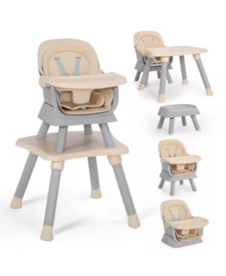 8-in-1 Baby High Chair Converts to Booster Seat and Kids Table Set with Removable Tray