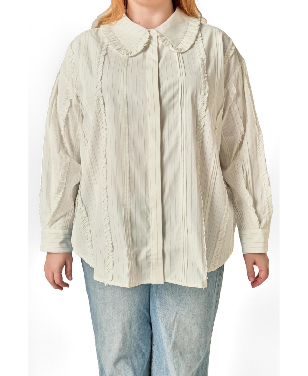 English Factory Plus Pintuck and Ruffle Detail Shirt