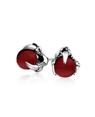 Gothic Punk Biker Dragon Claw Stud Earrings Ball Orb Stainless Steel