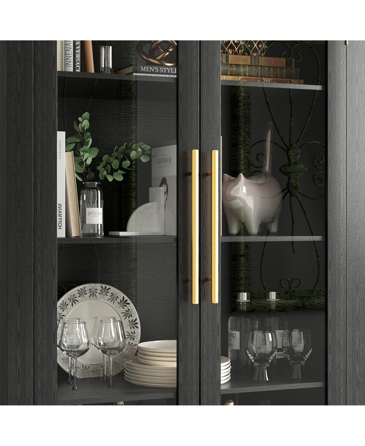 Vlsrka 71 Inch Arched Tall Cabinet with Led lights