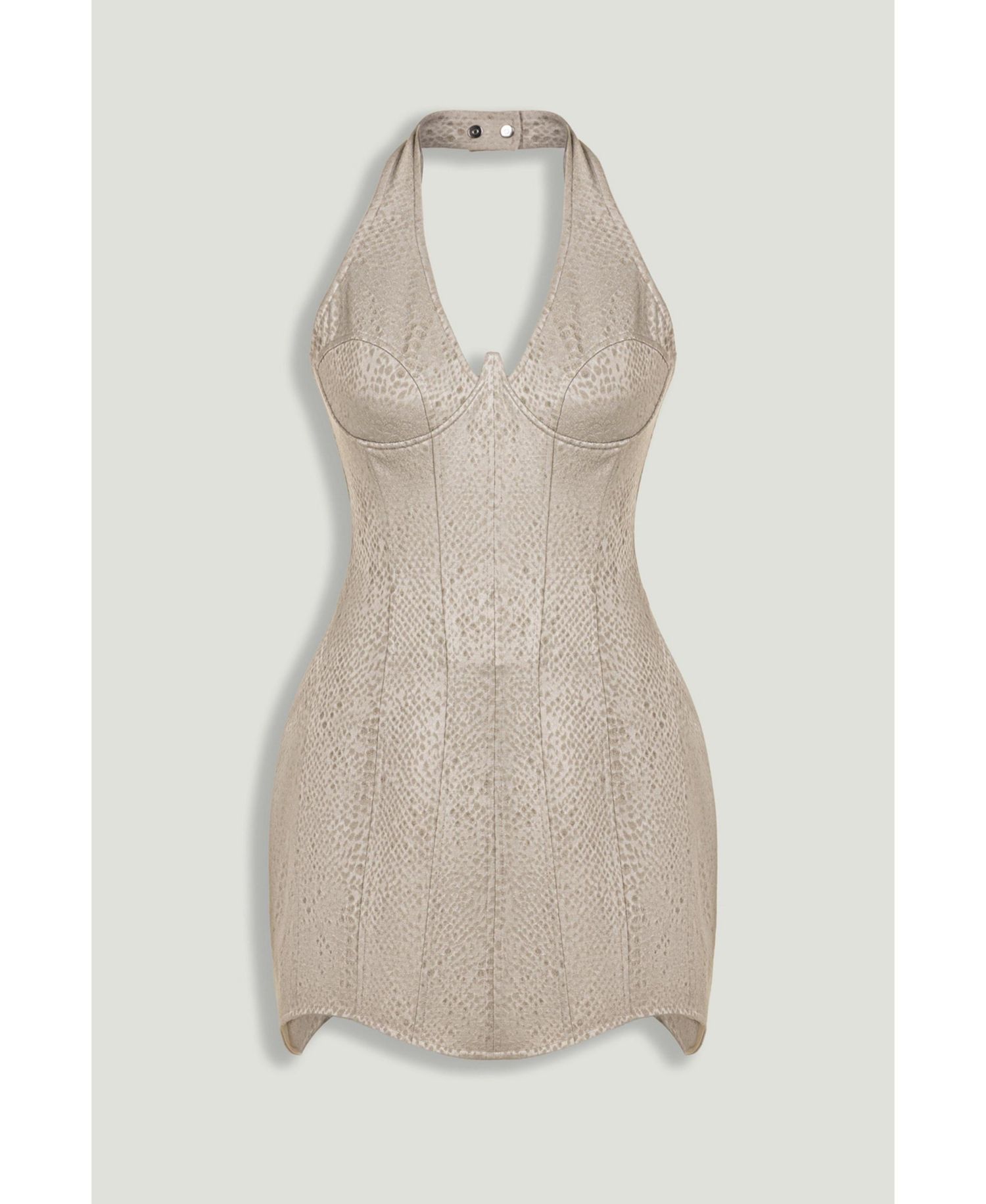 Women's Snake-Print Boned Mini Corset Dress