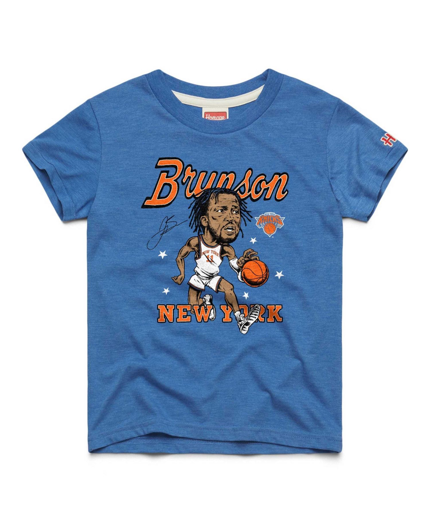 Big Boys and Girls Jalen Brunson Blue New York Knicks Caricature Tri-Blend T-Shirt
