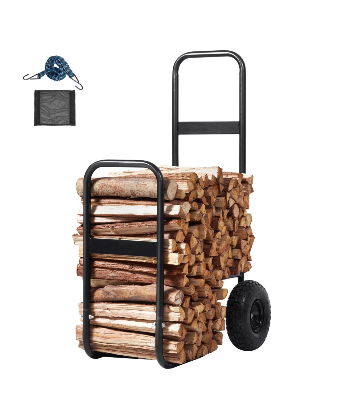 Cozito Firewood Log Cart, 250 lb Capacity Steel Dolly with Pneumatic Rubber Wheels