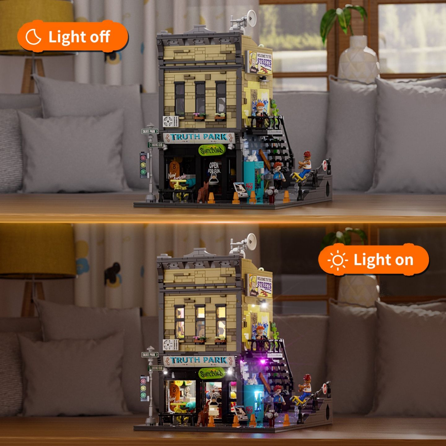 Детский конструктор Lumibricks Street Fusion Skate Shop LED Lighting 1573-Piece Building Set, Ages 16+ — фото 7