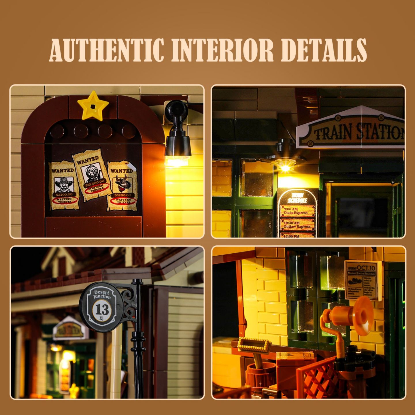 Детский конструктор Lumibricks Steampunk LED Light Western Train Station 1,843-Piece Building Set, Ages 16+ — фото 4