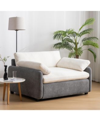 Oversized Chenille Single Sofa Chair, 5043" Wide and Deep Seat Accent Chair with Pillows, Comfy Armchair for Living Room, Apartment
