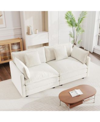 Modern Fabric Loveseat Sofa, 76" Modular Sectional Sofa, Chenille Deep Seat Cloud Couch with 4 Pillows for Living Room, Office