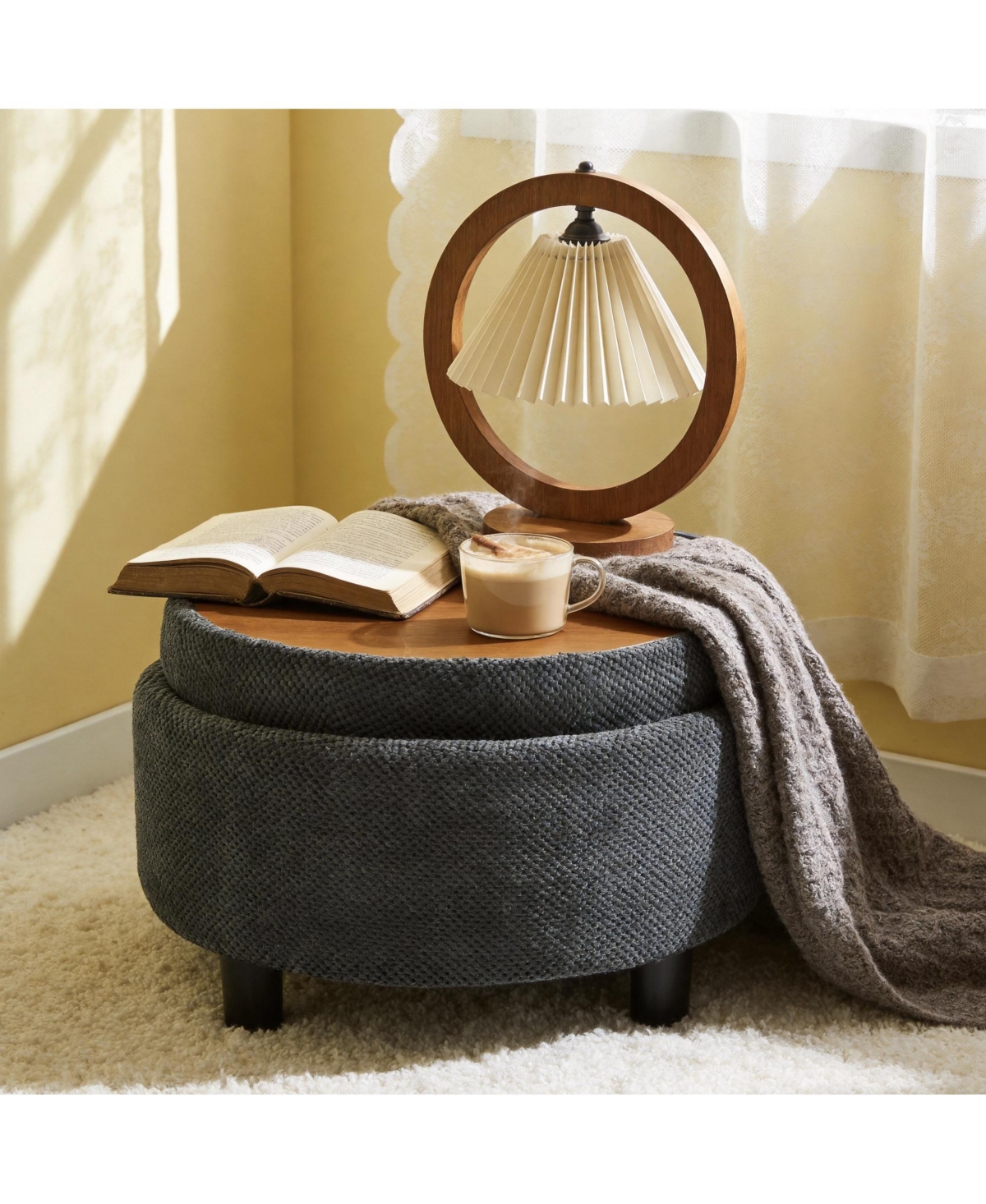 Rainsken 25 Inch Round Storage Ottoman