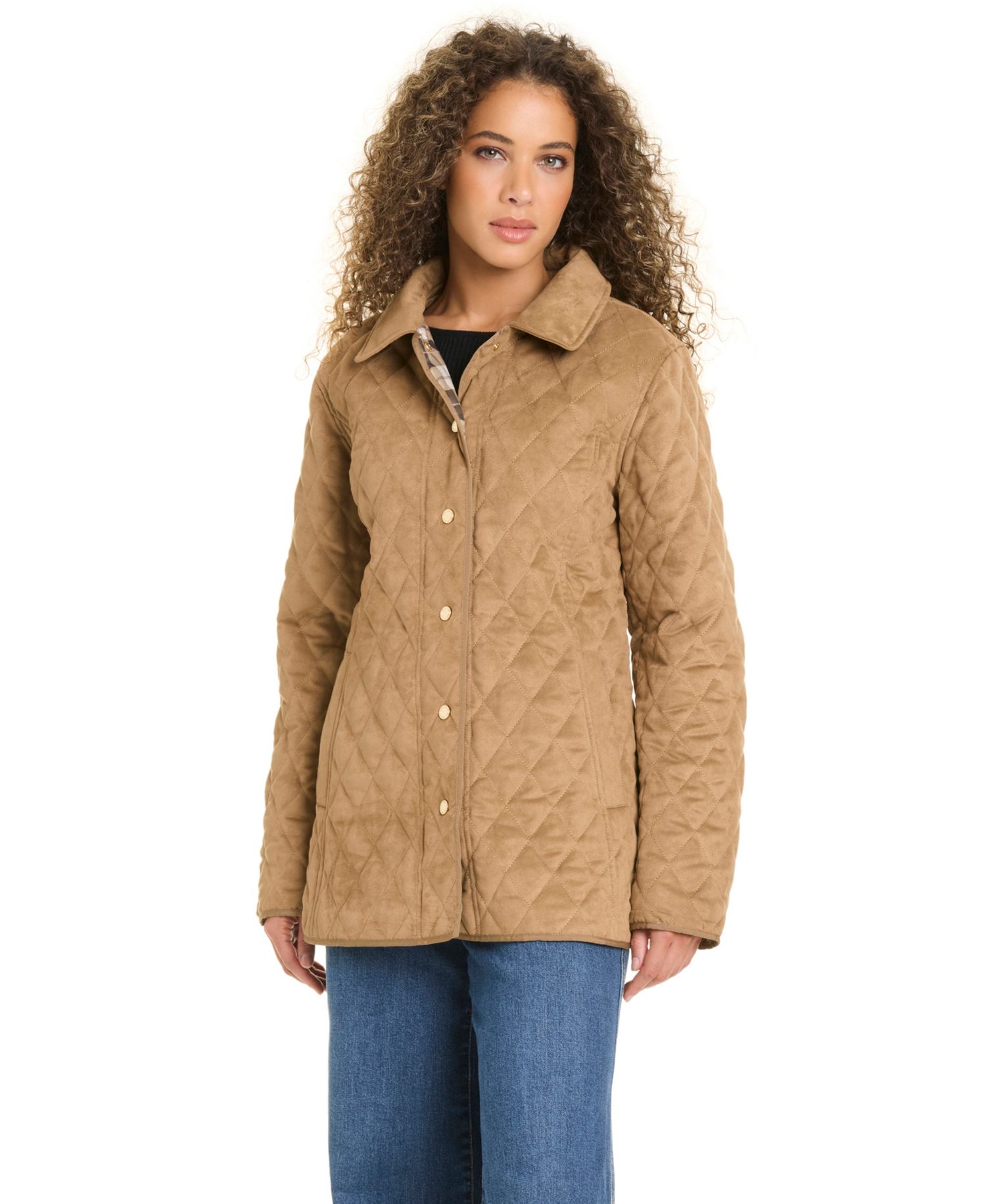 Women's Faux Sude Quilted Coat