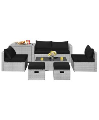 8-Piece Rattan Sectional Set with Nesting Storage and Cover