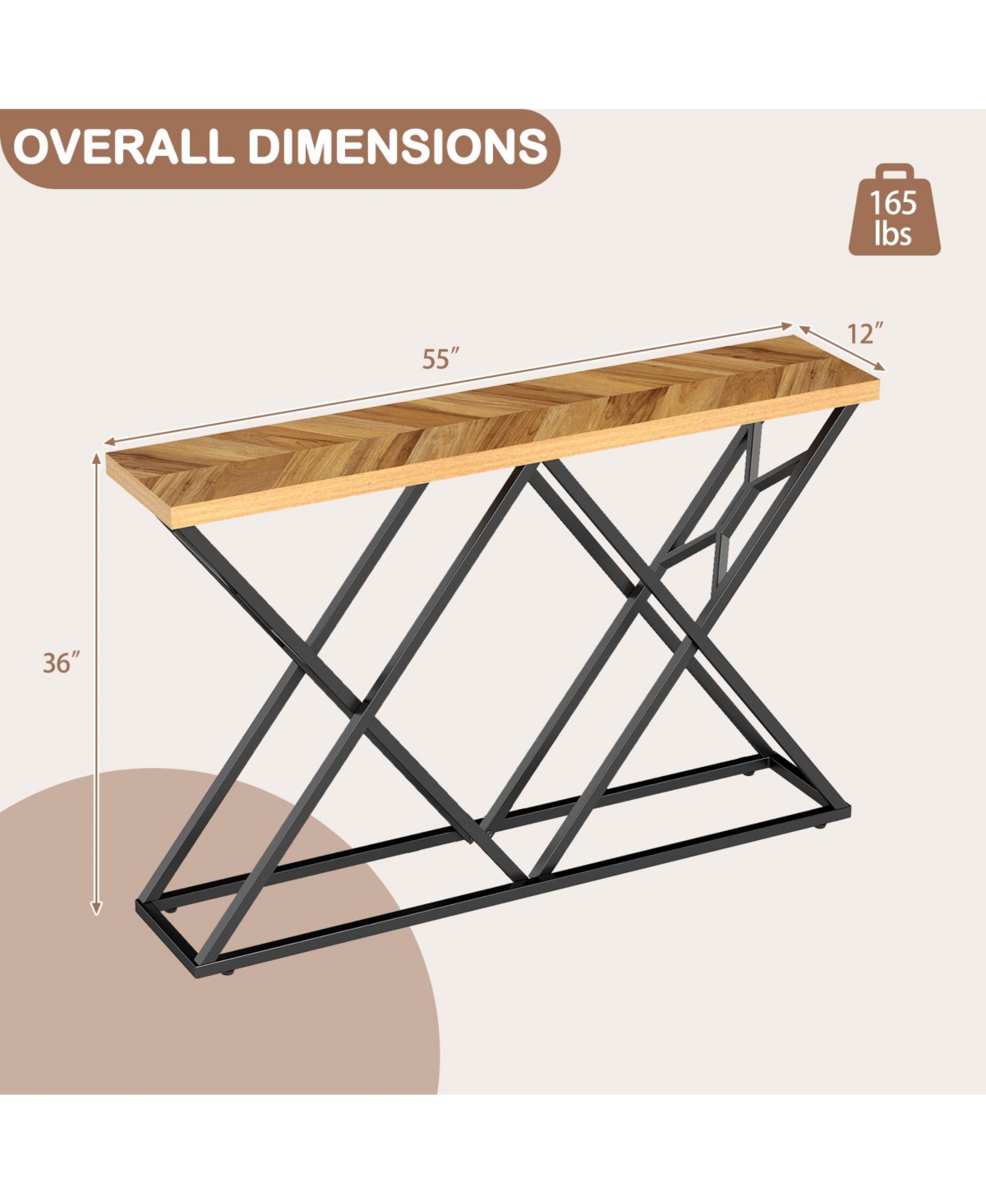 Slickblue Entryway Console Table with Sturdy Metal Frame