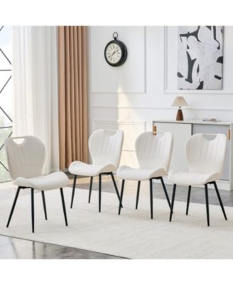 Modern Dining Chairs Set of 4, PU Dining Chairs, with Integrated Handle, Metal Frame, for Multiple Scenarios