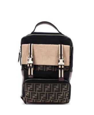 Medium Multi Pocket Backpack Nylon with Zucca Canvas and Leather