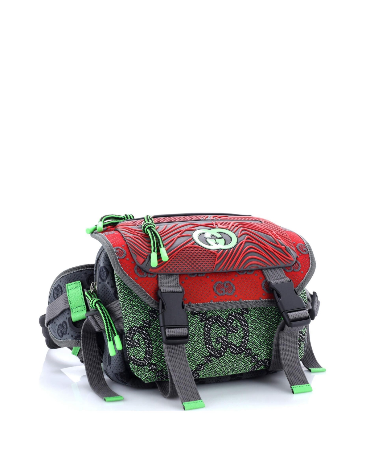 Pre-Owned Gucci Buckle Flap Chest Strap Backpack Gg Fabric with Rubber