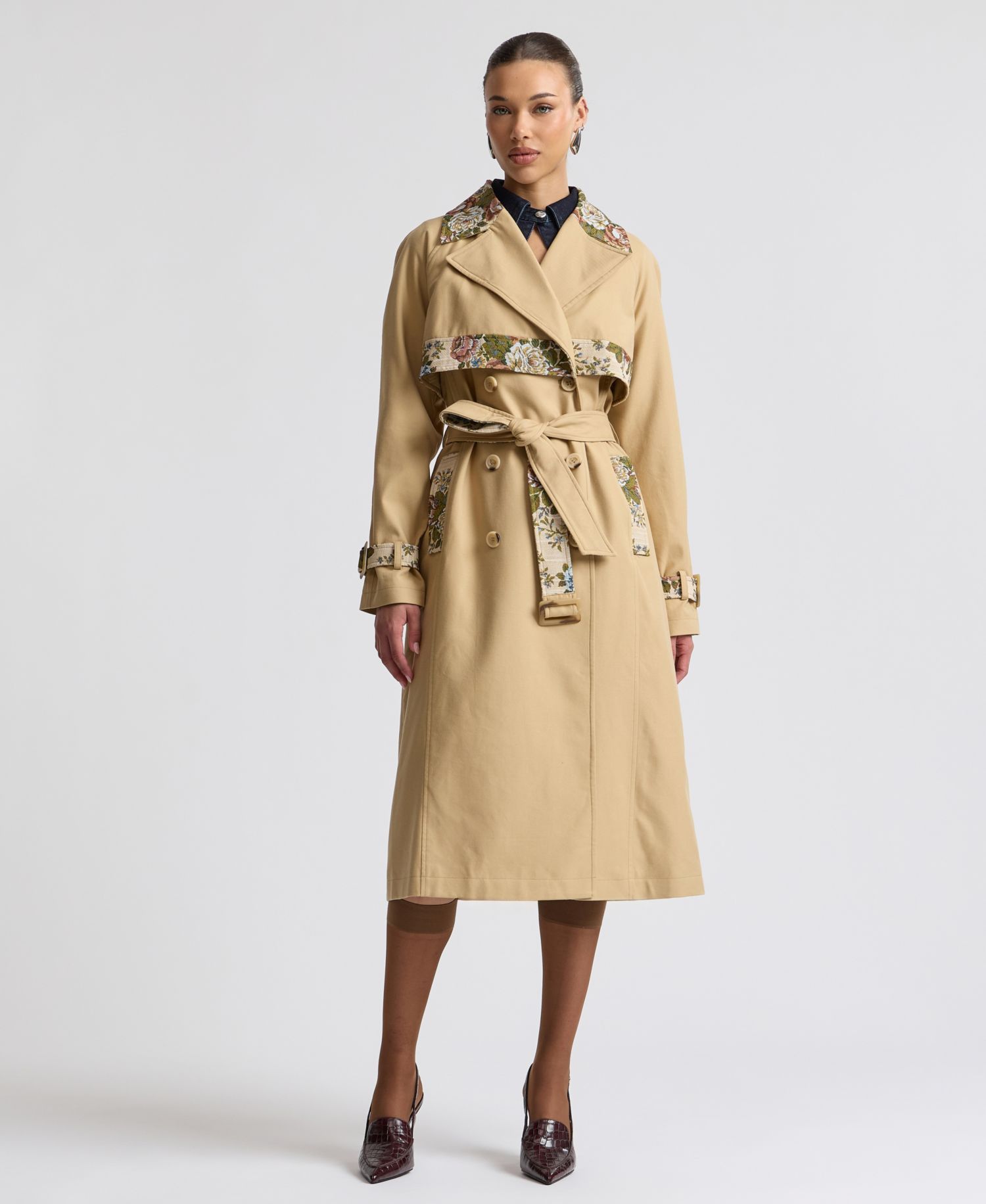 Women's Combo Belted Trench Coat