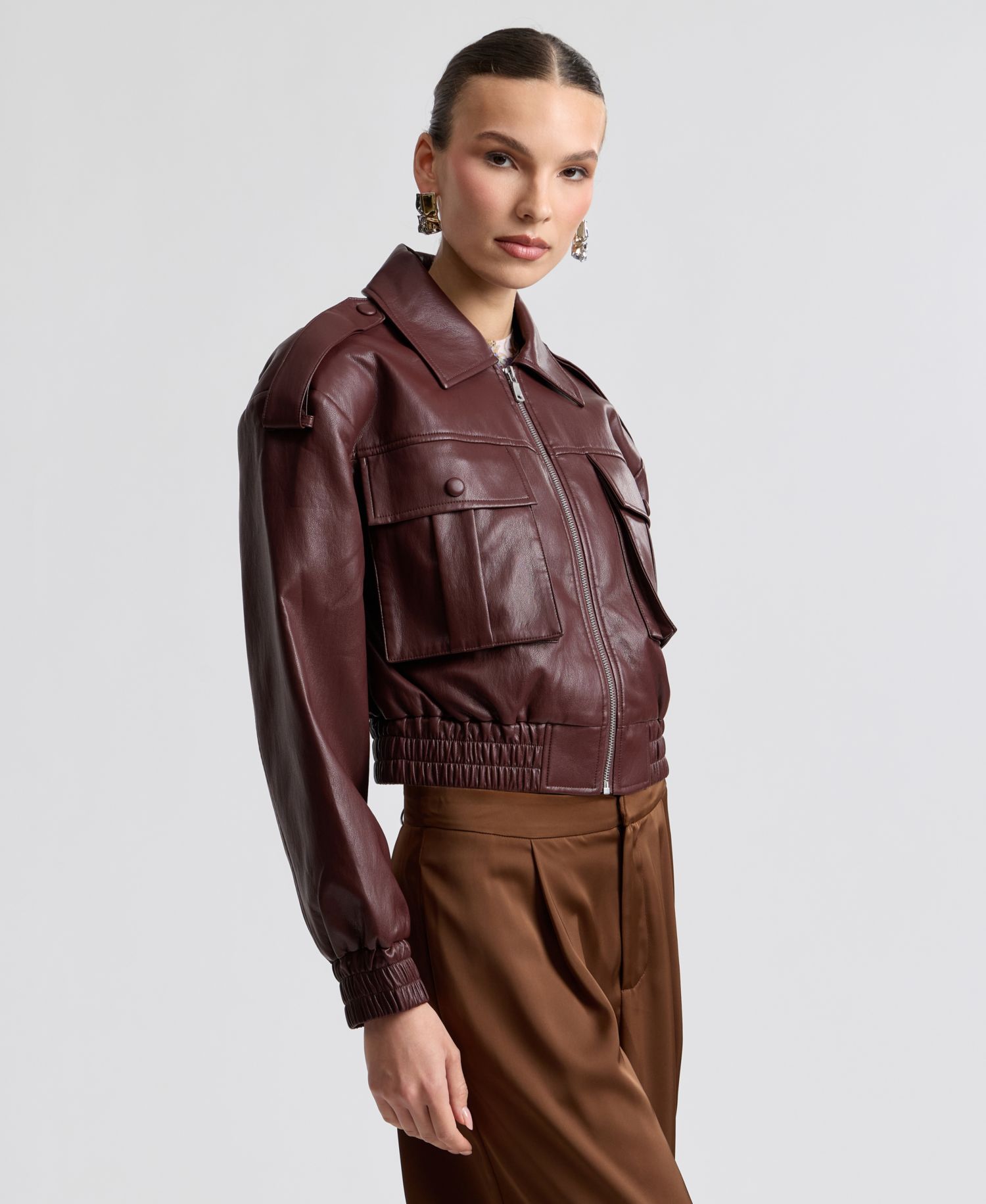Women's Oversized Faux Leather Jacket