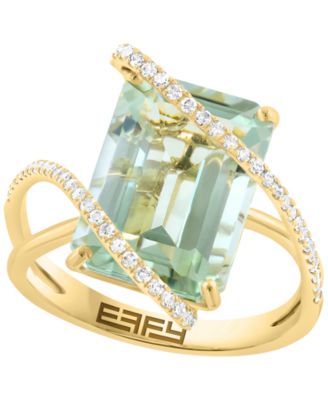 Green Amethyst (6 ct. t.w.) & Diamond (1/4 ct. t.w.) Ring in 14k Yellow Gold