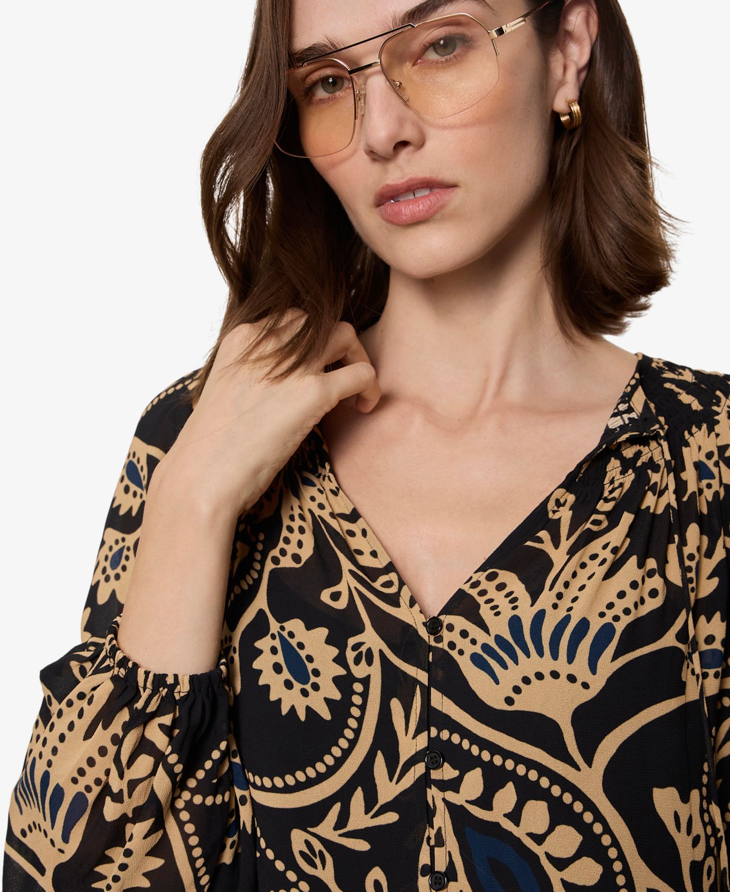 Женская блузка Sanctuary Printed Split Neck, цвет: Shapeshift — фото 4