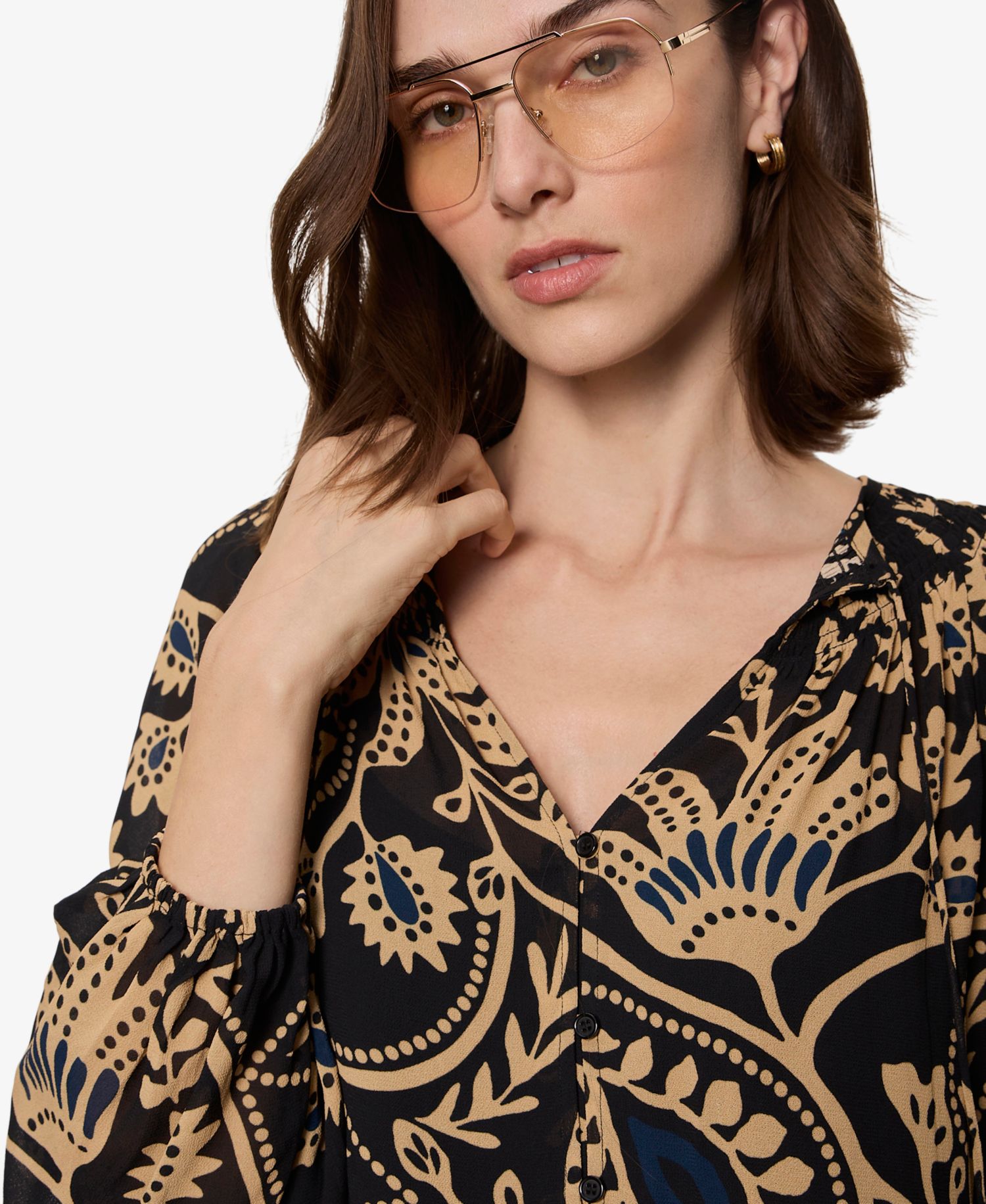 Women's Printed Split Neck Blouse